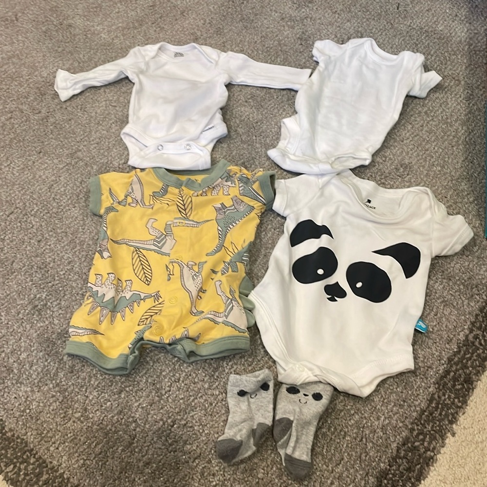 Panda and Dinosaur Newborn Onesies